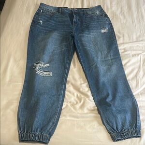 Distressed Blue Denim Jogger Jeans 16